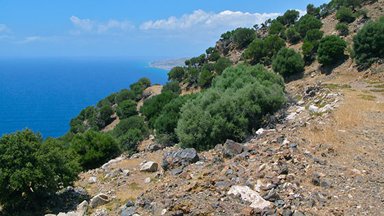 Hike above the Mitsis Blue Domes Hotel 
 Kardamena in the background